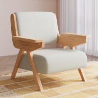 Mid Century Modern Accent Chair with Wooden Arms, 330 lb Capacity, 6.3 in Thick Cushion, 115° Backrest, Upholstered Lounge Armchair for Living Room Bedroom Reading Corner, Beige, Oliver Green and Light Blue Mid Century Modern Accent Chair with Wooden Arms, 330 lb Capacity, 6.3 in Thick Cushion, 115° Backrest, Upholstered Lounge Armchair for Living Room Bedroom Reading Corner, Beige, Oliver Green and Light Blue