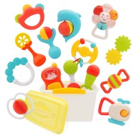 14 PCS Baby Rattles Teether Toy Set, Early Learning & Development Toys with Spin, Grab, Shake for Babies, 3 6 9 12 Months - HE0190 14 PCS Baby Rattles Teether Toy Set, Early Learning & Development Toys with Spin, Grab, Shake for Babies, 3 6 9 12 Months - HE0190