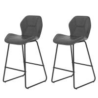 2 Set Bar Chair Set, PU Leather Chairs with High-Density Sponge, Metal Legs for Home, Kitchen, Bar - CJCM-BC-56 2 Set Bar Chair Set, PU Leather Chairs with High-Density Sponge, Metal Legs for Home, Kitchen, Bar - CJCM-BC-56