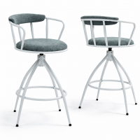 Swivel 2 PCS Bar Stools Set Upholstered Counter Height Chairs with Backrest & Footrest Steel Frame, Modern Kitchen Island Stools Blue Model W2215P248074 Swivel 2 PCS Bar Stools Set Upholstered Counter Height Chairs with Backrest & Footrest Steel Frame, Modern Kitchen Island Stools Blue Model W2215P248074