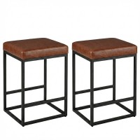 2 PCS Square Bar Stool Set with PU Leather Cushion 30" Counter & Bar Height Heavy-Duty Metal Frame, Footrest, Non-Slip Feet for Kitchen Island & Home Bar 2 PCS Square Bar Stool Set with PU Leather Cushion 30" Counter & Bar Height Heavy-Duty Metal Frame, Footrest, Non-Slip Feet for Kitchen Island & Home Bar