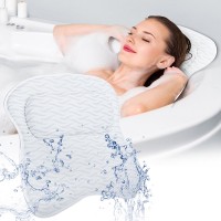 SAWAKE Bathtub Pillow, Erogniomic Bath Pillow with 3D Air Mesh, 7 Suction Cups for Neck Back Support - SBP-501 SAWAKE Bathtub Pillow, Erogniomic Bath Pillow with 3D Air Mesh, 7 Suction Cups for Neck Back Support - SBP-501