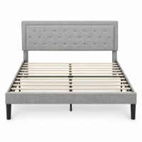 Queen Bed Frame, Grey Tufted Upholstered Platform Bed Queen Bed Frame, Grey Tufted Upholstered Platform Bed