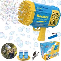 Bubble Gun – 69-Hole Automatic Bubble Machine with Lights, Rechargeable Battery, 2 Bottles & Tray, Bazooka Bubble Blower Toy for Kids Outdoor Fun Bubble Gun – 69-Hole Automatic Bubble Machine with Lights, Rechargeable Battery, 2 Bottles & Tray, Bazooka Bubble Blower Toy for Kids Outdoor Fun