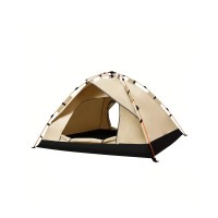 Pop-Up Camping Tent, 210 x 210 x 135 cm Large Size 2-4 Person Lightweight Camping Tent with Carrying Bag for Outdoor, Camping, Hiking (Gold w/ Black Bottom) - TE-STZP002-GD-B-M Pop-Up Camping Tent, 210 x 210 x 135 cm Large Size 2-4 Person Lightweight Camping Tent with Carrying Bag for Outdoor, Camping, Hiking (Gold w/ Black Bottom) - TE-STZP002-GD-B-M