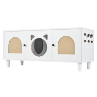 Cat Litter Box Enclosure Furniture, Wood Cat Cabinet Side Table with Sisal Scratcher Doors, Hidden Cat Washroom House with Storage Top and Cat Entry, Cream White, Modern Indoor Use Model N843P252373C Cat Litter Box Enclosure Furniture, Wood Cat Cabinet Side Table with Sisal Scratcher Doors, Hidden Cat Washroom House with Storage Top and Cat Entry, Cream White, Modern Indoor Use Model N843P252373C