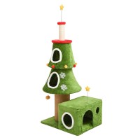 Christmas Cat Tree, 144 cm Tower with 3 Condos and Scratching Posts Christmas Cat Tree, 144 cm Tower with 3 Condos and Scratching Posts