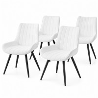 Dining Chairs Set of 4, White Upholstered, Metal Legs Dining Chairs Set of 4, White Upholstered, Metal Legs