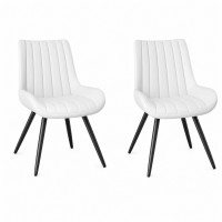 Dining Chairs Set of 2, White Upholstered, Metal Legs Dining Chairs Set of 2, White Upholstered, Metal Legs