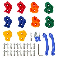 10PCS Rock Climbing Holds Set with Handles Heavy-Duty Plastic Grips with Mounting Hardware Indoor Outdoor Wooden Climbing Wall & Backyard Playground Kit 10PCS Rock Climbing Holds Set with Handles Heavy-Duty Plastic Grips with Mounting Hardware Indoor Outdoor Wooden Climbing Wall & Backyard Playground Kit