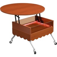 27.6" Round Coffee Table, Wooden Circular Lift-Top with Metal Frame, Hidden Storage, LED and Wheels for Home, Living Room - N735P231430N 27.6" Round Coffee Table, Wooden Circular Lift-Top with Metal Frame, Hidden Storage, LED and Wheels for Home, Living Room - N735P231430N