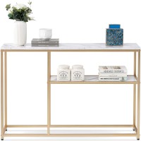 3-Tier Console Table, 120 cm Faux White Marble Buffet Table with Storage Shelf, for Home, Hallway, Living Room (White-Gold) - 6090-Sage-80GOLD 3-Tier Console Table, 120 cm Faux White Marble Buffet Table with Storage Shelf, for Home, Hallway, Living Room (White-Gold) - 6090-Sage-80GOLD