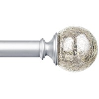 Adjustable Curtain Rod 36–69 Inch Silver Telescoping Window Drapery Rod with Crackle Glass Ball Finials & Brackets Living Room Bedroom Décor Adjustable Curtain Rod 36–69 Inch Silver Telescoping Window Drapery Rod with Crackle Glass Ball Finials & Brackets Living Room Bedroom Décor