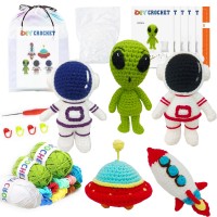 DIY Crochet Kit for Kids Space-Themed Beginner Crochet Set with Yarn, Hook, Needles, Stitch Markers, Stuffing, Instructions & Storage Bag Astronaut Alien Rocket UFO Craft Gift DIY Crochet Kit for Kids Space-Themed Beginner Crochet Set with Yarn, Hook, Needles, Stitch Markers, Stuffing, Instructions & Storage Bag Astronaut Alien Rocket UFO Craft Gift