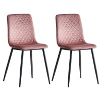 2 Set Velvet Dining Chairs Set, Armless Side Chairs with Metal Legs for Home, Dining Room, Kitchen (Pink) - WC0102PK 2 Set Velvet Dining Chairs Set, Armless Side Chairs with Metal Legs for Home, Dining Room, Kitchen (Pink) - WC0102PK