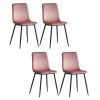 4 Set Velvet Dining Chairs Set, Armless Side Chairs with Metal Legs for Home, Dining Room, Kitchen (Pink) - WC0104PK 4 Set Velvet Dining Chairs Set, Armless Side Chairs with Metal Legs for Home, Dining Room, Kitchen (Pink) - WC0104PK