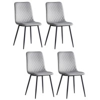 4 Set Velvet Dining Chairs Set, Armless Side Chairs with Metal Legs for Home, Dining Room, Kitchen (Grey) - WC0504GY 4 Set Velvet Dining Chairs Set, Armless Side Chairs with Metal Legs for Home, Dining Room, Kitchen (Grey) - WC0504GY