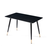 Dining Table, Black MDF Top, Metal Legs, 47.25 in, Seats 4 Dining Table, Black MDF Top, Metal Legs, 47.25 in, Seats 4