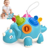Baby Dinosaur Sensory Toy, Pull-Pop Silicone Baby Toy for 6-12-18 Months Early Development, Babies, Toddlers, Fine Motor Skills (Blue) - BWL-102Y Baby Dinosaur Sensory Toy, Pull-Pop Silicone Baby Toy for 6-12-18 Months Early Development, Babies, Toddlers, Fine Motor Skills (Blue) - BWL-102Y
