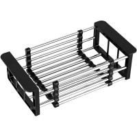 Expandable Sink Drain Basket, Stainless Steel Dish Rack, Black Expandable Sink Drain Basket, Stainless Steel Dish Rack, Black