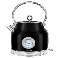 1.7L Electric Kettle with Thermometer, Retro Stainless Steel Water Tea Maker with Limescale Filter, Automatic Shut-Off (Black) - BT-K15T 1.7L Electric Kettle with Thermometer, Retro Stainless Steel Water Tea Maker with Limescale Filter, Automatic Shut-Off (Black) - BT-K15T