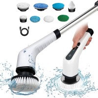 8 in 1 Electric Spin Scrubber, Cordless Cleaning Brush with 8 Interchangeable Brush Heads, Adjustable Handle for Home, Bathroom, Floor, Tile Cleaning - ANS-8050 8 in 1 Electric Spin Scrubber, Cordless Cleaning Brush with 8 Interchangeable Brush Heads, Adjustable Handle for Home, Bathroom, Floor, Tile Cleaning - ANS-8050