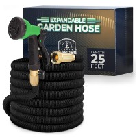 25 FT Expandable Garden Hose, Lightweight Anti Kink Flexible Garden Hose with 8 Function Nozzle, 3/4 inch Diameter, Extra Strength Fabric (Black) - JB25 25 FT Expandable Garden Hose, Lightweight Anti Kink Flexible Garden Hose with 8 Function Nozzle, 3/4 inch Diameter, Extra Strength Fabric (Black) - JB25
