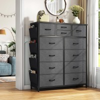 12-Drawer Dresser with Side Storage Pockets, Tall Chest of Drawers for Bedroom, Closet & Living Room, Fabric Storage Organizer with Wood Top & Metal Frame – Large Capacity Dresser Cabinet Model HI1474_09 12-Drawer Dresser with Side Storage Pockets, Tall Chest of Drawers for Bedroom, Closet & Living Room, Fabric Storage Organizer with Wood Top & Metal Frame – Large Capacity Dresser Cabinet Model HI1474_09