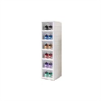 Foldable Shoe Storage Box Organizer, 6-Tier Clear Door Stackable Shoe Cabinet, Space-Saving Plastic Sneaker Storage Rack for Closet, Entryway, Bedroom, Dorm, White Foldable Shoe Storage Box Organizer, 6-Tier Clear Door Stackable Shoe Cabinet, Space-Saving Plastic Sneaker Storage Rack for Closet, Entryway, Bedroom, Dorm, White