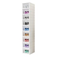 Narrow Shoe Storage Cabinet, Foldable 9-Pair Shoe Organizer with Clear Flip Doors, Slim Plastic Freestanding Tower, White, for Entryway Closet Small Spaces Narrow Shoe Storage Cabinet, Foldable 9-Pair Shoe Organizer with Clear Flip Doors, Slim Plastic Freestanding Tower, White, for Entryway Closet Small Spaces