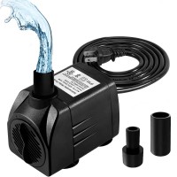 Fountain Pump, 160GPH (10W 600L/H) Submersible Water Pump with 2 Nozzles, 6.6Ft Power Cord for Aquarium, Fish Tank, Pond Fountain, Hydroponics, Garden Waterfall - AMZ-GEGD034BBUS Fountain Pump, 160GPH (10W 600L/H) Submersible Water Pump with 2 Nozzles, 6.6Ft Power Cord for Aquarium, Fish Tank, Pond Fountain, Hydroponics, Garden Waterfall - AMZ-GEGD034BBUS