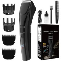 Cordless Hair Clippers for Men Professional LED Display Trimmer with 20 Length Settings, USB-C Rechargeable, Stainless Steel Blade, Quiet Motor, Beard & Hair Cutting Kit for Home & Barber Use Cordless Hair Clippers for Men Professional LED Display Trimmer with 20 Length Settings, USB-C Rechargeable, Stainless Steel Blade, Quiet Motor, Beard & Hair Cutting Kit for Home & Barber Use