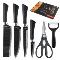 6-Piece Kitchen Knife Set with Ceramic Peeler & Scissors Ultra-Sharp Stainless Steel Blades, Non-Stick Corrugated Design, Ergonomic Handles Chef, Cleaver, Carving & Paring Knives 6-Piece Kitchen Knife Set with Ceramic Peeler & Scissors Ultra-Sharp Stainless Steel Blades, Non-Stick Corrugated Design, Ergonomic Handles Chef, Cleaver, Carving & Paring Knives