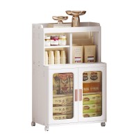 Mobile Storage Cabinet with Transparent Doors, Open Storage Shelves, 360° Rolling Wheels - 8851-2 Mobile Storage Cabinet with Transparent Doors, Open Storage Shelves, 360° Rolling Wheels - 8851-2