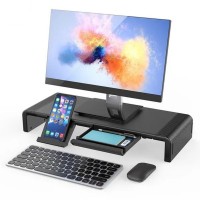 Foldable Monitor Stand with Storage Drawers & Phone Holder, Adjustable Length Computer Riser for Laptop, PC, iMac, Desk Organizer, Space-Saving Desktop Shelf Foldable Monitor Stand with Storage Drawers & Phone Holder, Adjustable Length Computer Riser for Laptop, PC, iMac, Desk Organizer, Space-Saving Desktop Shelf