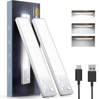 2-Pack LED Motion Sensor Closet Light, Wireless Under Cabinet Lights with LCD Display, 3 Modes, USB Rechargeable for Home, Wardrobe, Closet, Cabinet (White) - C400 2-Pack LED Motion Sensor Closet Light, Wireless Under Cabinet Lights with LCD Display, 3 Modes, USB Rechargeable for Home, Wardrobe, Closet, Cabinet (White) - C400