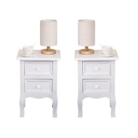 Set of 2 Bedside Table, Nightstand Organizer Storage Cabinet with 2 Drawers for Home, Bedroom (White) - D03-W-X Set of 2 Bedside Table, Nightstand Organizer Storage Cabinet with 2 Drawers for Home, Bedroom (White) - D03-W-X