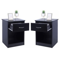 Set of 2 Nightstand, Bedside Table with Drawer and Open Shelf, Modern MDF Bedside Side End Table for Home, Bedroom (Black) - D04-BK-X Set of 2 Nightstand, Bedside Table with Drawer and Open Shelf, Modern MDF Bedside Side End Table for Home, Bedroom (Black) - D04-BK-X