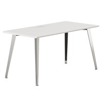 Modern Office Desk, 48" x 24" inch Table with Beveled Desktop, Flared Metal Legs for Home, Office (White-Mirror) - TB-ST-1206-B-WT Modern Office Desk, 48" x 24" inch Table with Beveled Desktop, Flared Metal Legs for Home, Office (White-Mirror) - TB-ST-1206-B-WT
