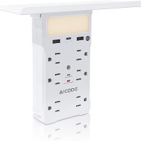 9-in-1 Wall Outlet Extender, 6 AC Outlets, 2 USB Ports, Night Light & Shelf for Home, Office - WSS-605 9-in-1 Wall Outlet Extender, 6 AC Outlets, 2 USB Ports, Night Light & Shelf for Home, Office - WSS-605