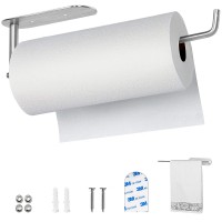 Paper Towel Holder, Stainless Steel Under Kitchen Cabinet Wall Mount Towel Holder with Self Adhesive, Mounting Screws for Home, Kitchen, Bathroom (30 cm) Paper Towel Holder, Stainless Steel Under Kitchen Cabinet Wall Mount Towel Holder with Self Adhesive, Mounting Screws for Home, Kitchen, Bathroom (30 cm)