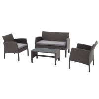 4 PCS Patio Furniture Set, Outdoor Rattan Wicker Conversation Set with Coffee Table, 2-Seater Sofa, 2 Arm Chairs for Home, Yard, Backyard - JDW4 4 PCS Patio Furniture Set, Outdoor Rattan Wicker Conversation Set with Coffee Table, 2-Seater Sofa, 2 Arm Chairs for Home, Yard, Backyard - JDW4