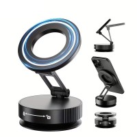 Vacuum Magnetic Phone Holder for Car 360° Adjustable Suction Cup Mount, Foldable Dashboard Stand, Black Hands-Free Smartphone Holder for Smooth Surfaces Vacuum Magnetic Phone Holder for Car 360° Adjustable Suction Cup Mount, Foldable Dashboard Stand, Black Hands-Free Smartphone Holder for Smooth Surfaces