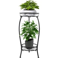 2-Tier Plant Stand, 69cm Tall Metal Rustproof Rack for Indoor, Outdoor, Home, Living Room, Patio, Garden (Black) - X003COSVAD 2-Tier Plant Stand, 69cm Tall Metal Rustproof Rack for Indoor, Outdoor, Home, Living Room, Patio, Garden (Black) - X003COSVAD