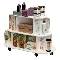 3-Tier Rotating Display Cart, Multifuctional Mobile Stand with 360° Rotating Wheels for Cosmetics, Toiletries, Household Items (Oval) 3-Tier Rotating Display Cart, Multifuctional Mobile Stand with 360° Rotating Wheels for Cosmetics, Toiletries, Household Items (Oval)