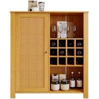 Sideboard Cabinet, Accent Storage Cabinet with Adjustable Shelves, Wine Rack for Home, Kitchen, Dining Room - SMT-WR034OAK Sideboard Cabinet, Accent Storage Cabinet with Adjustable Shelves, Wine Rack for Home, Kitchen, Dining Room - SMT-WR034OAK