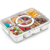 Snackle Box Container, 8 Compartment Divided Serving Tray with Lid and Handle for Food, Snacks, Nuts, Fruits, Picnic, Travel - H-006-8 Snackle Box Container, 8 Compartment Divided Serving Tray with Lid and Handle for Food, Snacks, Nuts, Fruits, Picnic, Travel - H-006-8