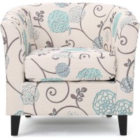 Upholstered Accent Chair Floral Tub Chair with Padded Seat Compact Barrel Armchair Living Room Bedroom Reading Chair Upholstered Accent Chair Floral Tub Chair with Padded Seat Compact Barrel Armchair Living Room Bedroom Reading Chair