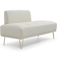 56.3" Inch Modern Loveseat Sofa, Upholstered Armless 2 Seater Couch Bench with Teddy Fabric, Gold Metal Legs for Home, Living Room (Beige) - W2677P195004 56.3" Inch Modern Loveseat Sofa, Upholstered Armless 2 Seater Couch Bench with Teddy Fabric, Gold Metal Legs for Home, Living Room (Beige) - W2677P195004