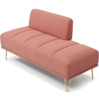 56.3" Inch Modern Loveseat Sofa, Upholstered Armless 2 Seater Couch Bench with Teddy Fabric, Gold Metal Legs for Home, Living Room (Pink) - W2677P195012 56.3" Inch Modern Loveseat Sofa, Upholstered Armless 2 Seater Couch Bench with Teddy Fabric, Gold Metal Legs for Home, Living Room (Pink) - W2677P195012